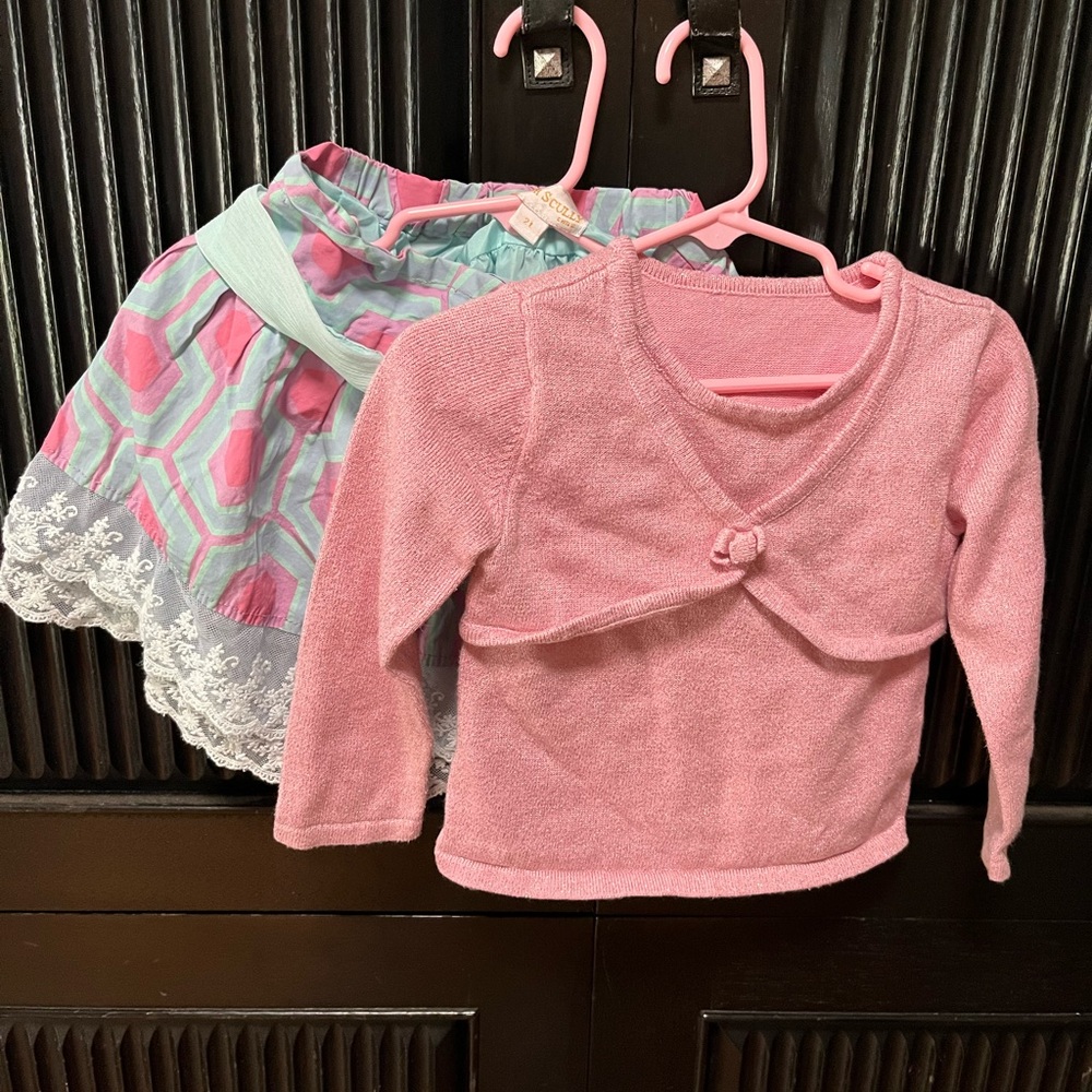 Little Girls Boutique Outfit, skirt with long sleeve top. 2T.